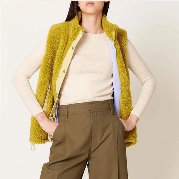 Sandy Liang Yellow Shearling Vest - Picture 1 of 6